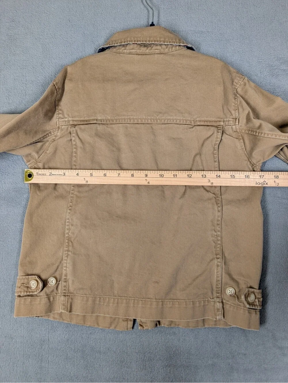 Polo Ralph Lauren Boys Youth S 10 Khaki Canvas Plaid Lined Jacket Coat Full Zip